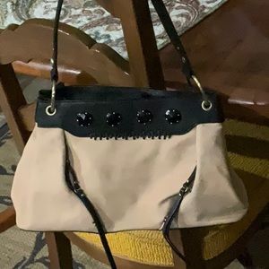 Tre Vero Leather Shoulder Satchel Purse Handbag Black Brown Studded Vintage